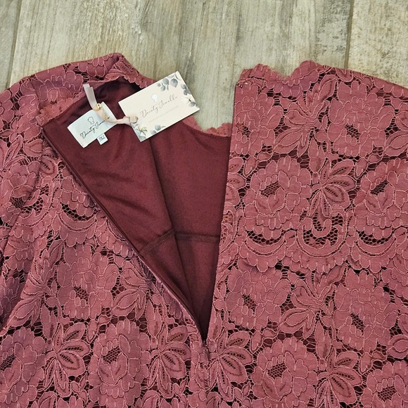 Dainty Jewells Mauve Floral Lace Modest A-Line Dress Size 3XL Long Sleeve NWT - Picture 6 of 11